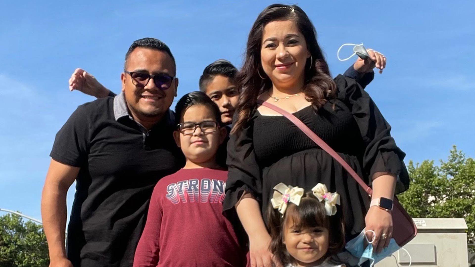 A happy family smiling