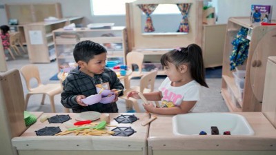 Kids playing in classroom